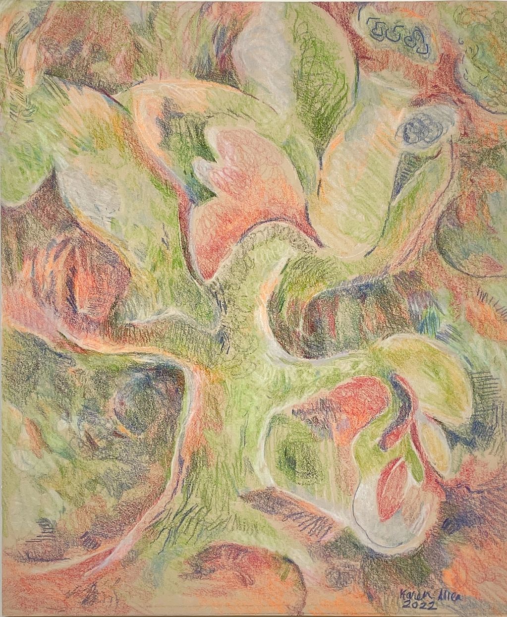Day Dream Tree
Pastel Paper mounted on wood panel, 2022
14"x11" 