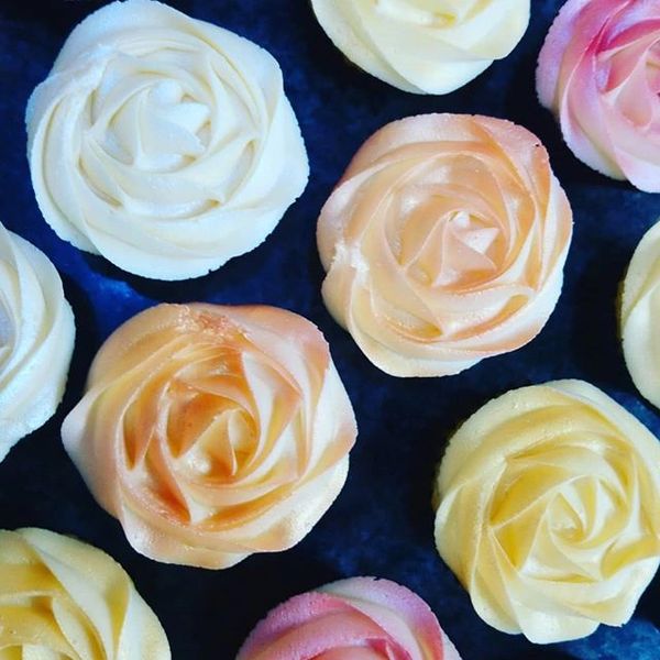 Rose Piped Cupcakes in pastel blush tones