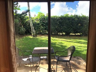 Downstairs patio table seating