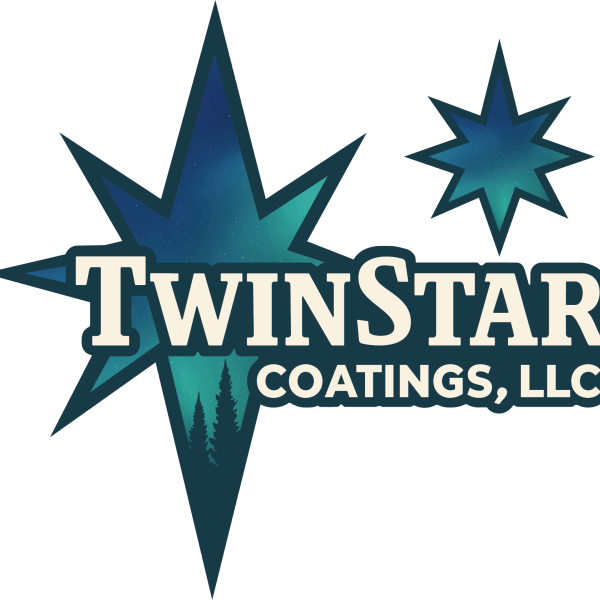 Logo of TwinStar Coatings, LLC with twin star graphics.