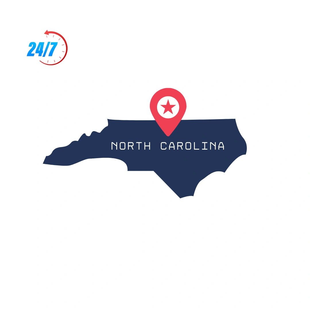 Outline of the state of North Carolina, to represent 24/7 offering NC real estate education