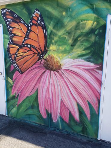  Monarch butterfly on flower Utah murals mural  spray paint outdoor art street art wildlife animal