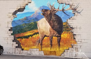 Beaver sport and Pawn - Beaver, Utah painted elk mural street art public art