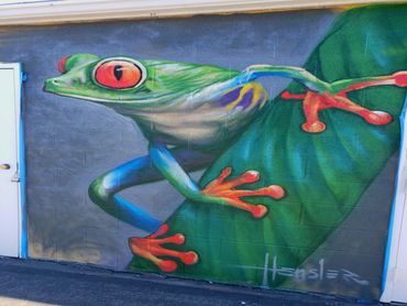 Tree Frog utah murals mural Bob Ross spray paint outdoor art street art wildlife animal art Utah
