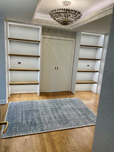Open display custom built-ins with recessed LED lighting