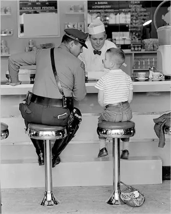 Richard Clemens, left, Clarence Barrett and Eddie Locke posed for Norman Rockwell’s 1958 painting “T