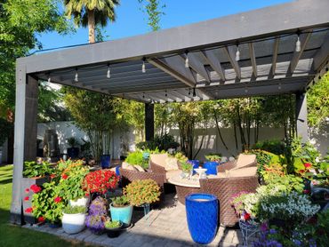 Pergola, Outdoor Rooms, Pot Accents, Pavers, Outdoor Lighting, Drip Irrigation, Stone Work