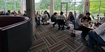 Group of ISDH participants having lunch in the LFC Dining Hall.  Meals every day are part of the con
