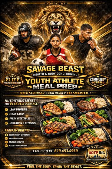 Savage Beast Youth Athlete Meal Prep promoting nutritious meals and athletic performance.