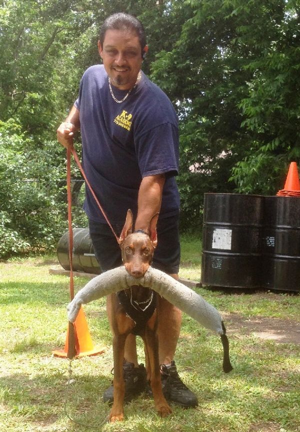 Dog trainer Dean Rivera during a personal protection training session.