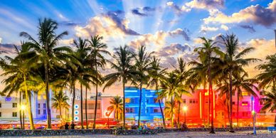 Ocean Drive in Miami Florida Charter Bus and minibus Rental Tours travel for private passenger group