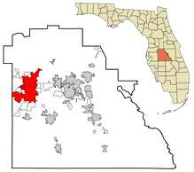 Lakeland in Polk County, FL is highlighted in a map of FL counties.