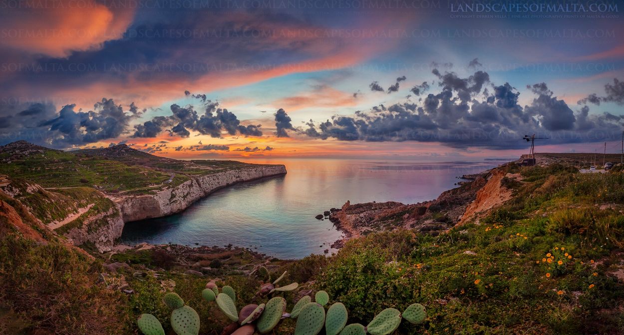 Fomm ir rih panoramic view at sunset by Derren Vella Darren Vella Malta landscape Photography