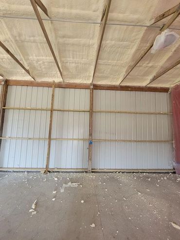 pole barn with 2" closed cell spray foam insulation