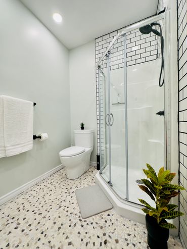 Shower Tiles Toilet Black and White Subway Tile