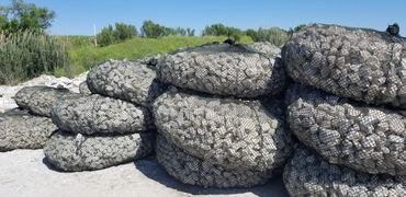 Texas Tuff Rock Bags ready to be deployed in projects.