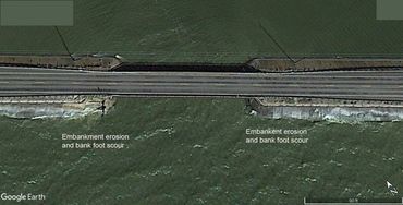 Project before picture showing damage to bridge support