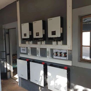 inverter set up of a solar power system installation.