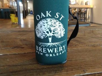 Oak st brewery coozie for a crowler with a handle