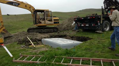 A septic tank being placed in Pleasanton, CA