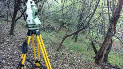 Robotic total station used in measuring this Fremont, CA project site.