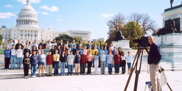 U.S. Capitol group photo next to the Grant Memorial