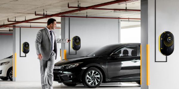 Parking garage with EV charging stations