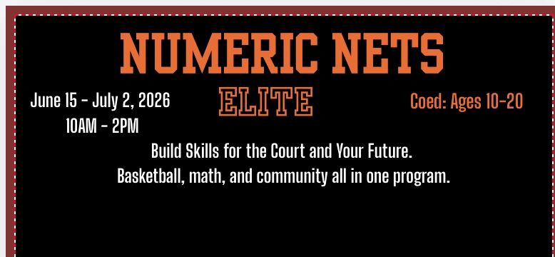 Numeric Nets Elite basketball and math program for youth aged 10-20.