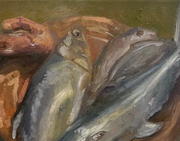 Fish from life. Oil on canvas.