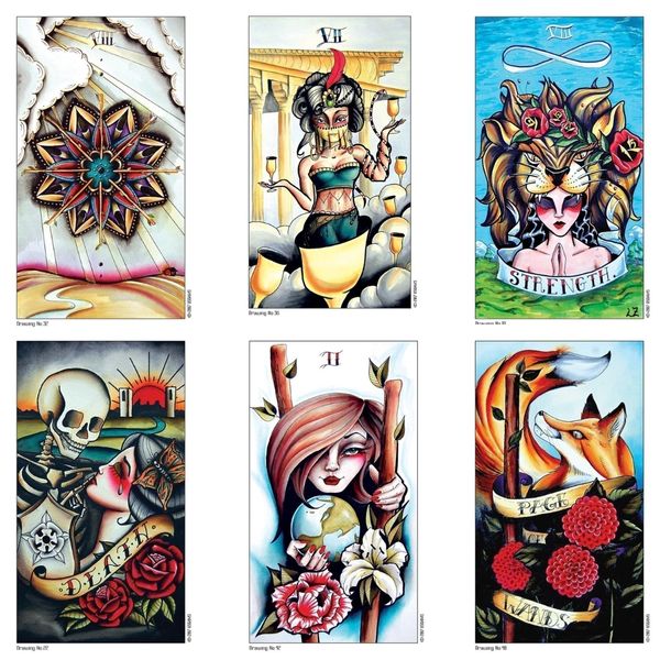 Cards from Eight Coins' Tattoo Tarot Deck