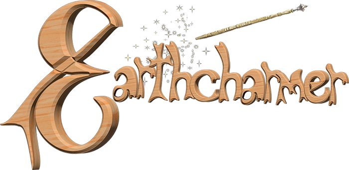 Branding logo in wooden font with magickal sparkles