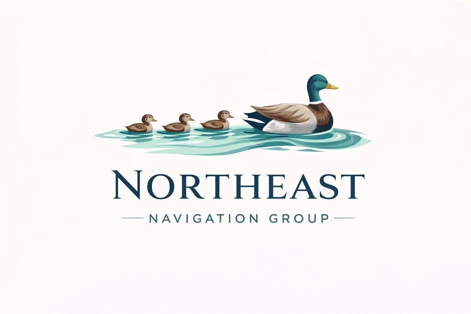 Logo of Northeast Navigation Group with ducks swimming.