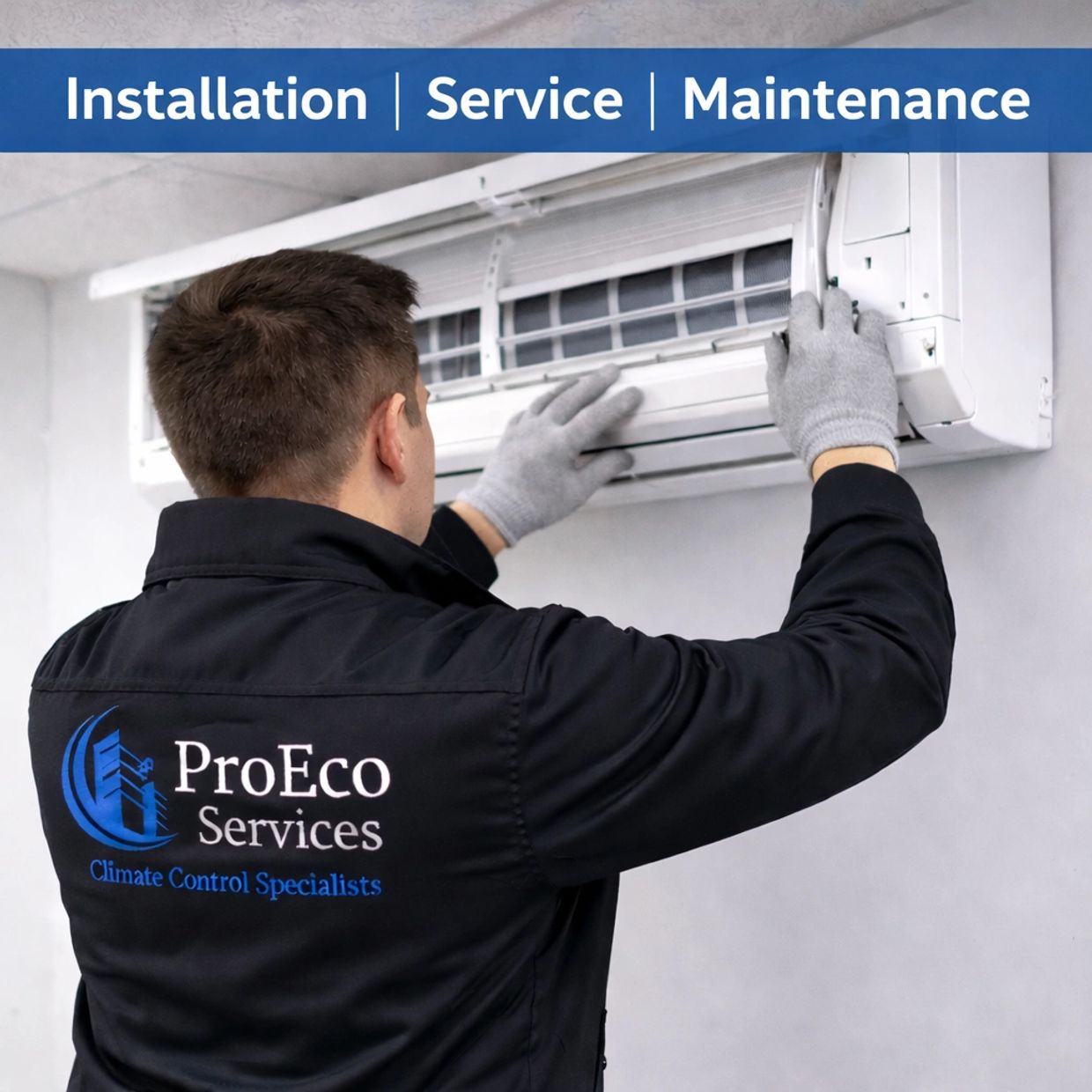 Engineer doing air-conditioning maintenance