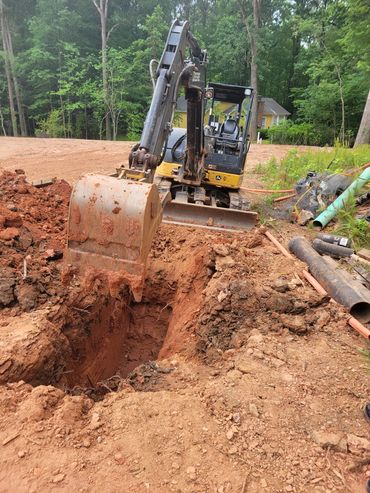 New house structure under construction with foundation laid