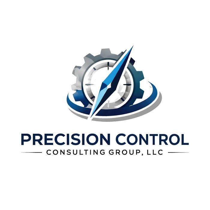 Logo of Precision Control Consulting Group featuring a gear and compass.