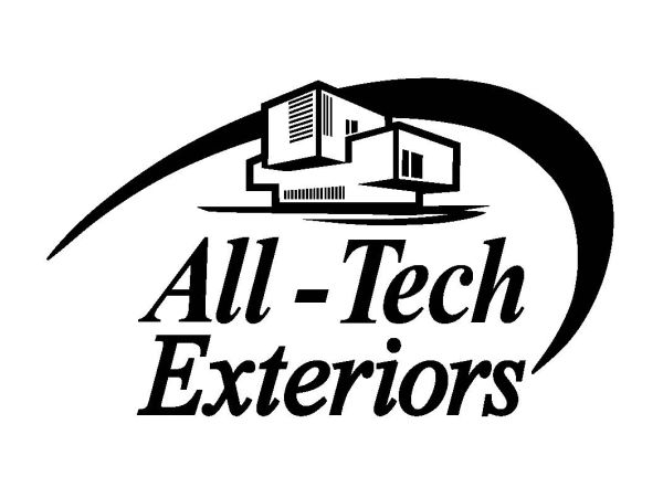 Logo of All-Tech Exteriors with a modern building graphic.