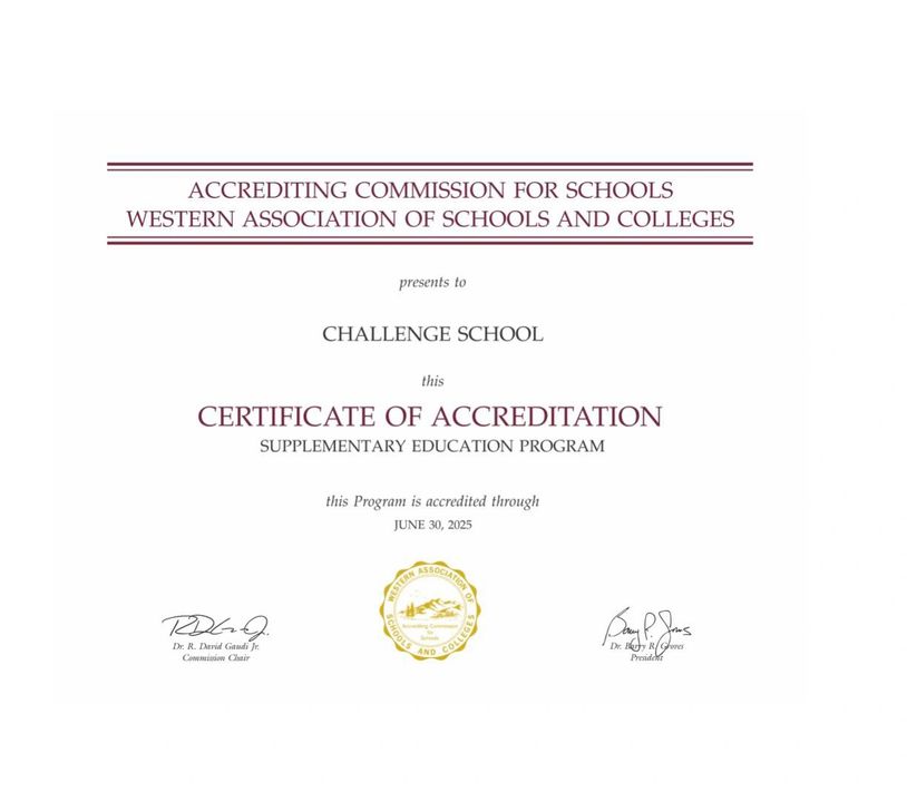 WASC Certificate of Accreditation