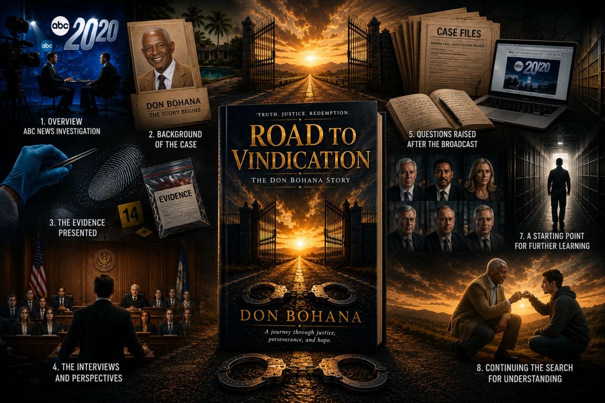 Poster for "Road to Vindication: The Don Bohana Story" documentary.