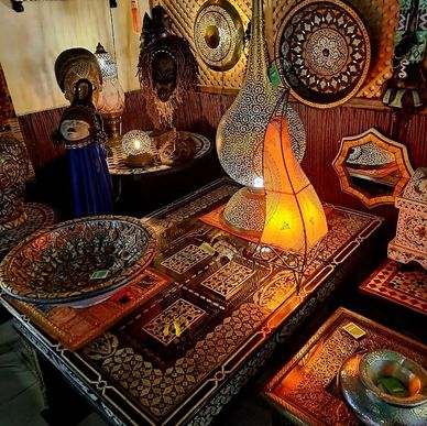 Large Moroccan Wood & Camel Bone Coffee Table, Misc. Moroccan Tables & Quality Moroccan Accessories