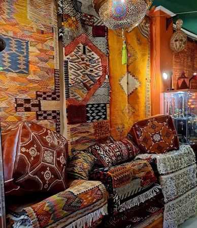 Moroccan Rural Rugs & Kilim. Leather Poofs, Berber Cushions, Moroccan Pendant Lamp, Wedding Handira