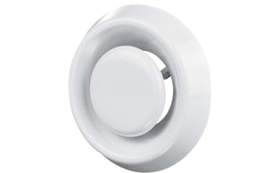 Round 360 degree adjustable ceiling supply or return grille.Economic. Made in America by The Metal S