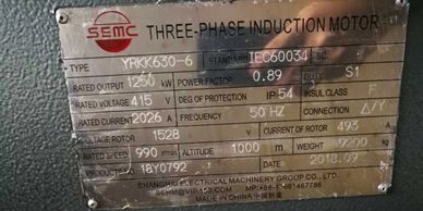 1250KW Three Phase Induction Motor produce by shanghai electrical machinery group co ltd made in chi