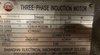 china electric motor manufacturer produce yrkk560-8 900 KW Slip Ring Three Phase Induction Moto