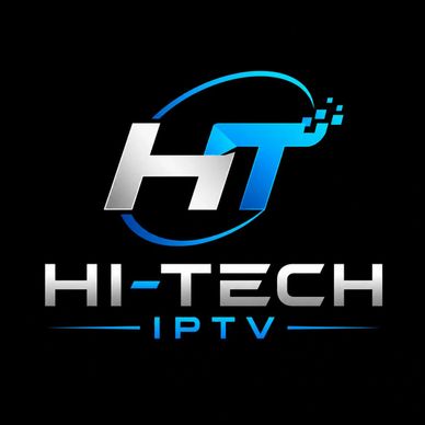 Logo for Hi-Tech IPTV with modern blue and silver design.
