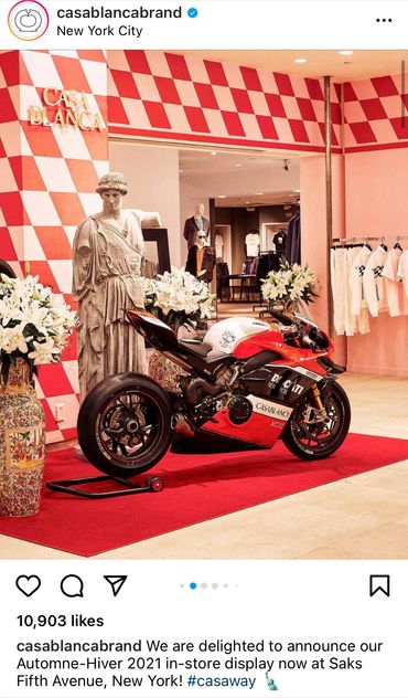 Our Roman Man Statue featured in Casablanca Paris' in-store display in Saks Fifth Avenue NYC. August