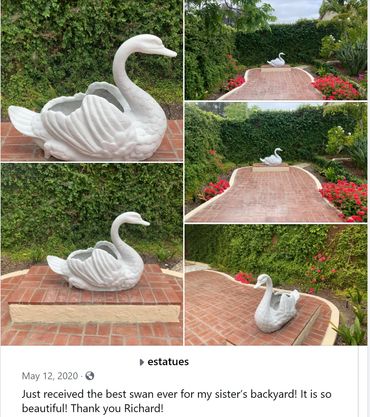 Another customer talking about the 30" Fiberglass Outdoor Swan Planters they purchased.