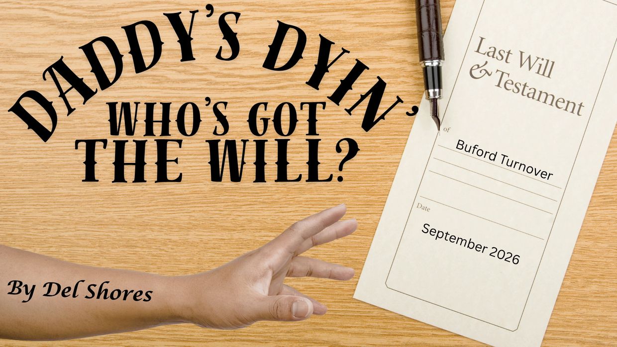 A hand reaching for a last will and testament on a wooden table.