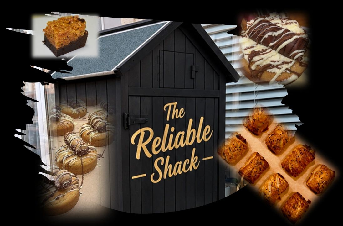 the reliable shack in NR1 Norwich with stuffed cookies and sausage rolls