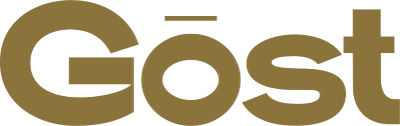 Logo text reading 'Gōst' with a gold color.