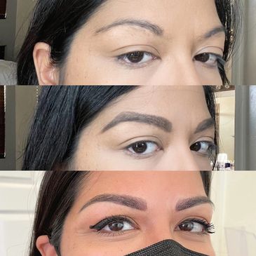 “Combo Brow”

Top image: Natural brow
Middle image: Client makeup
Bottom image: Combo Brow